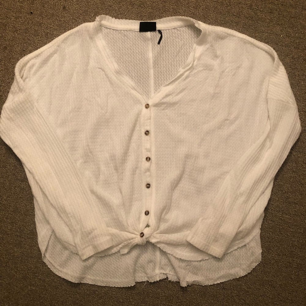 White Tie Front Sweater